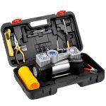 Компресор автомобільний двопоршневий (85л/мин; 10Атм; 18А) у пластиковому кейсі + кручений шланг - Зображення 2